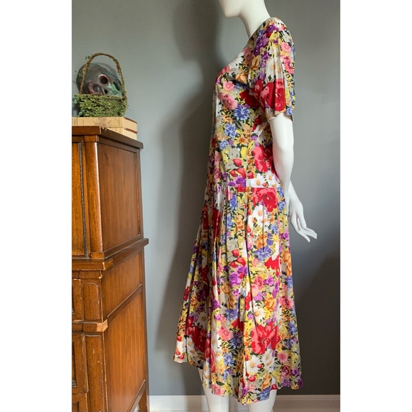 vintage 90s Bramble Lane : floral cotton dress - Picture 7 of 14